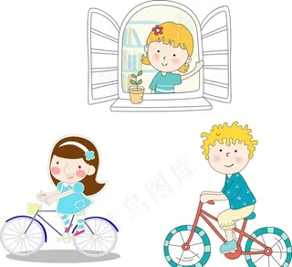 骑自行车的儿童图片