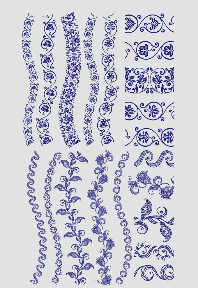 矢量花草花纹花边图片ai矢量模版下载