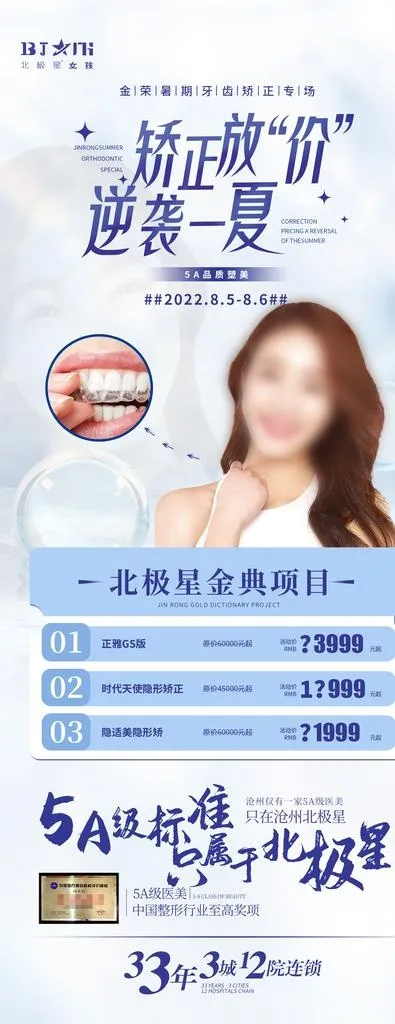 整形牙齿矫正口腔医院活动海报图片(1772x4254)psd模版下载