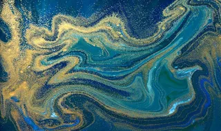 鎏金水月 蓝金背景图片