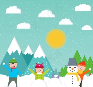 雪地玩耍的孩子图片