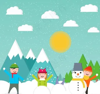 雪地玩耍的孩子图片