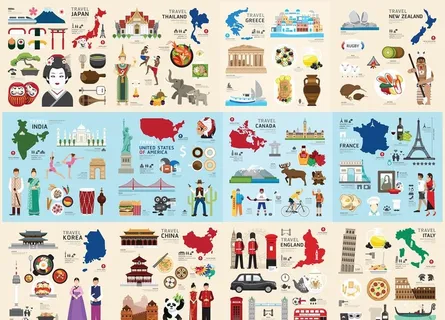 扁平化旅游主题矢量素材图片