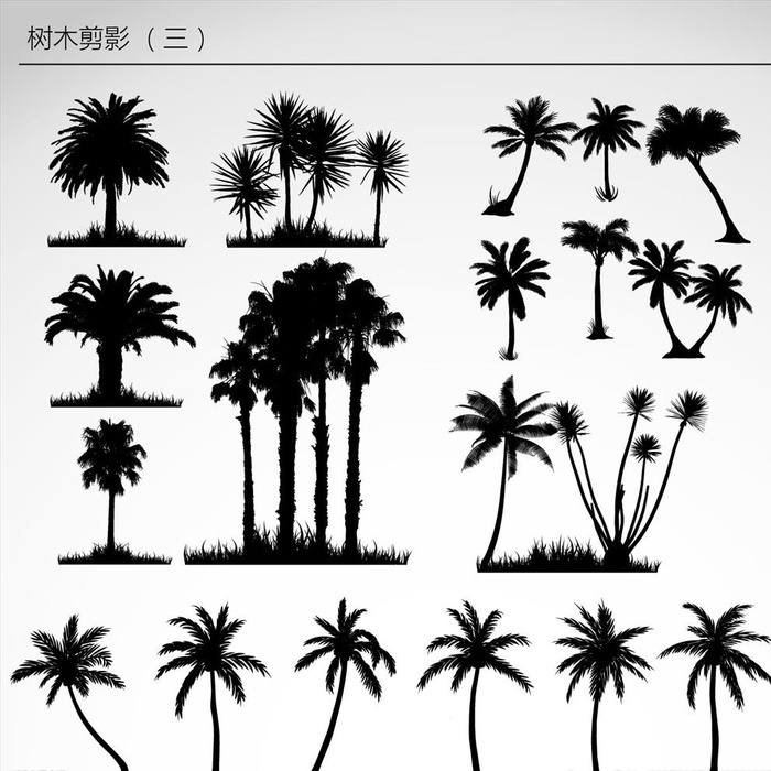 树木剪影AI矢量图图片ai矢量模版下载