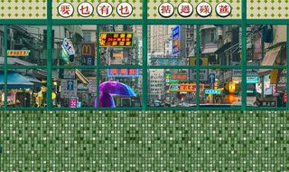 复古怀旧香港港式街道背景墙图片