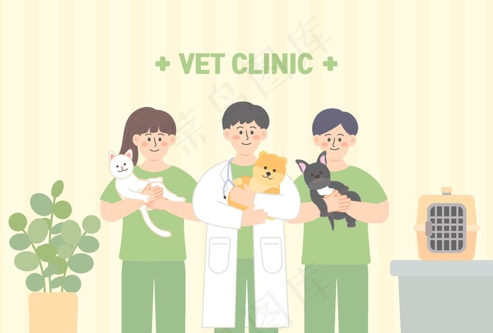 宠物动物插画图片ai矢量模版下载