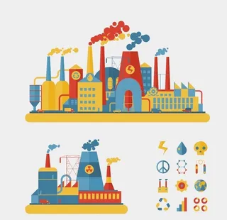 扁平化工厂建筑图片