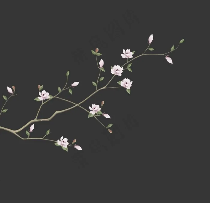 新中式玉兰花图片(5906x5906)psd模版下载