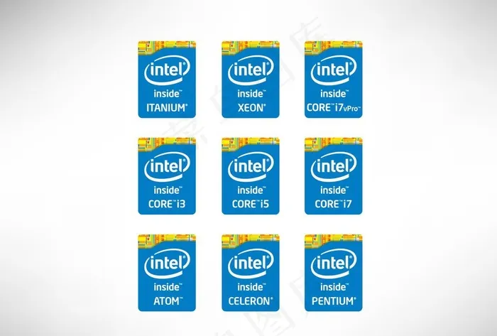 Intel英特尔全新CPU标志图片ai矢量模版下载