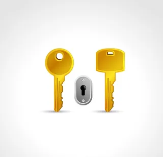金色钥匙与锁孔矢量素材图片