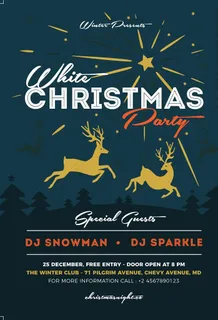 手绘时尚简约麋鹿奔跑圣诞海报图片