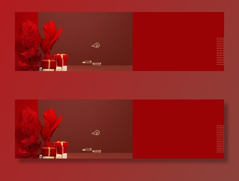 礼物红色背景banner图片(1920x600)psd模版下载