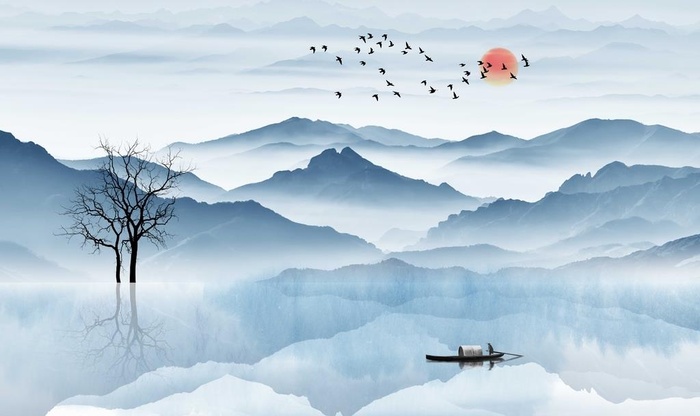 中式抽象水墨山水背景墙图片(9071x5669)psd模版下载