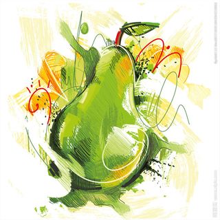 手绘水彩梨矢量素材图片