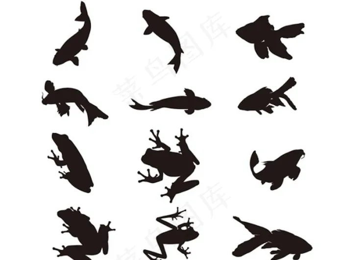 鱼剪影图片eps,ai矢量模版下载