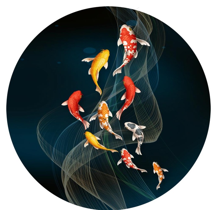 新中式 圆形 装饰画图片