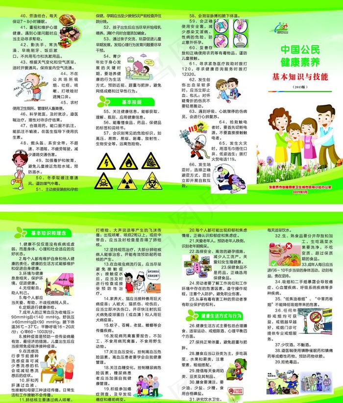 健康素养66条图片cdr矢量模版下载