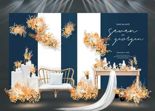 蓝橙色婚礼效果图图片