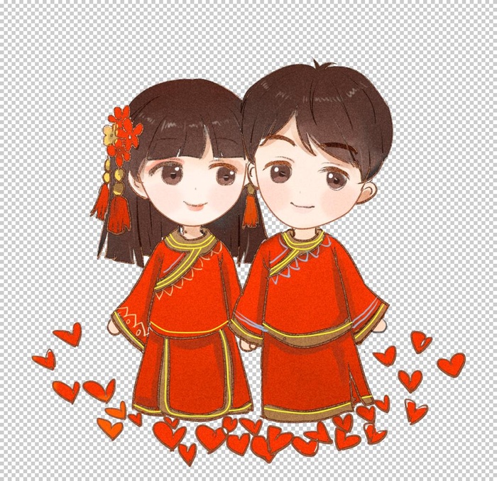 卡通新郎新娘PNG免扣素材图片