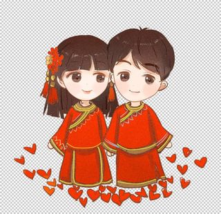 卡通新郎新娘PNG免扣素材图片