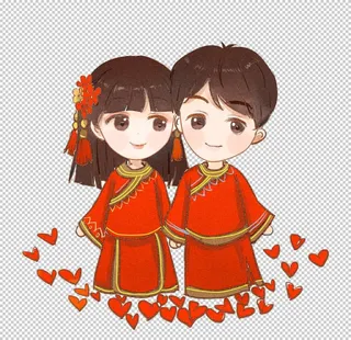 卡通新郎新娘PNG免扣素材图片