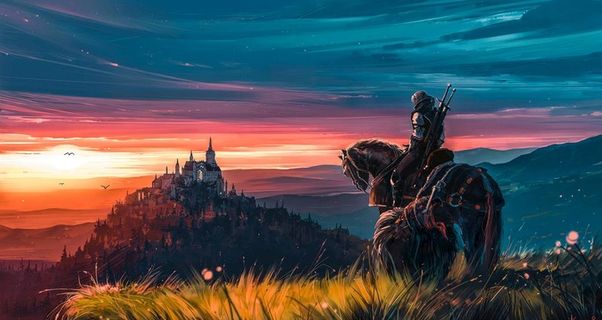 油画骑士城堡图片