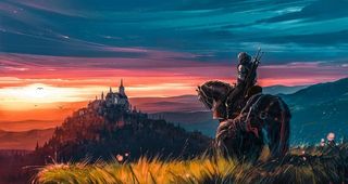 油画骑士城堡图片