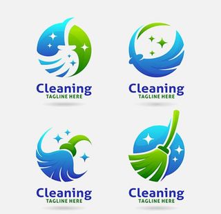 扫把元素清洁主题标志图片