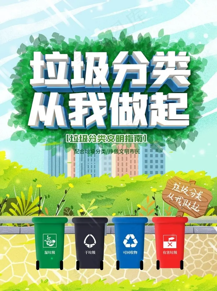 垃圾分类图片(1654x2283)psd模版下载