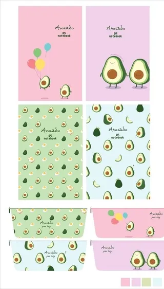 鳄梨ins风格笔记本笔袋图片