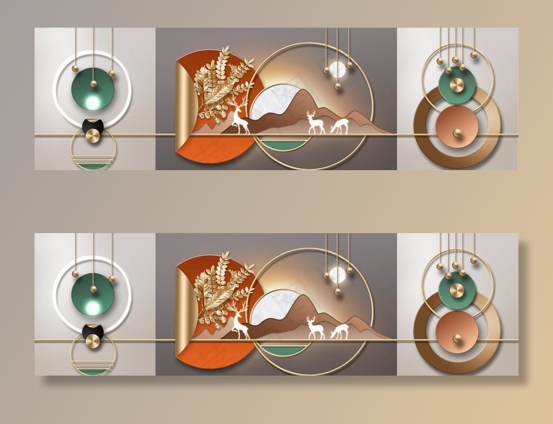 抽象麋鹿几何图形装饰画图片
