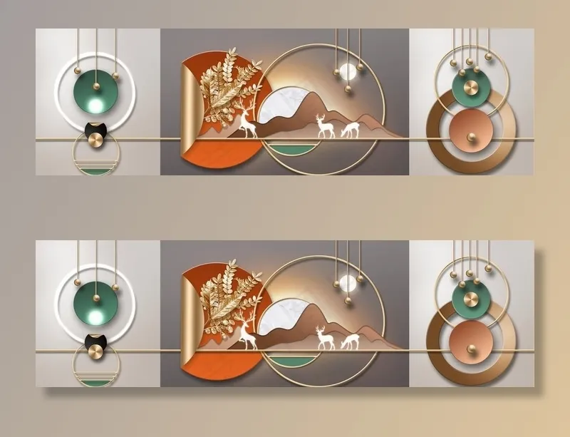 抽象麋鹿几何图形装饰画图片