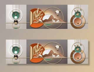 抽象麋鹿几何图形装饰画图片