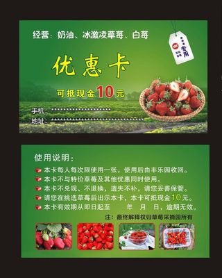 草莓园矢量名片图片