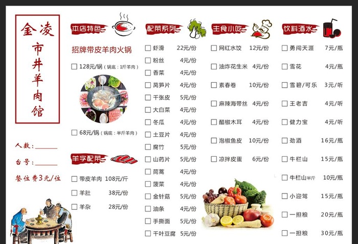 火锅菜单 价格表图片cdr矢量模版下载