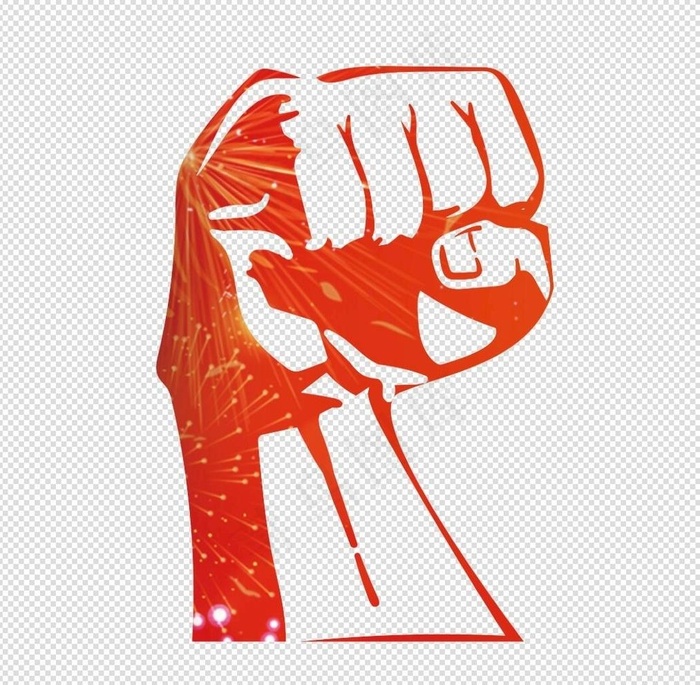 手绘加油鼓劲拳头团结力量装饰图片