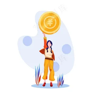 女孩托金币图片