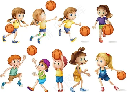 卡通篮球儿童图片