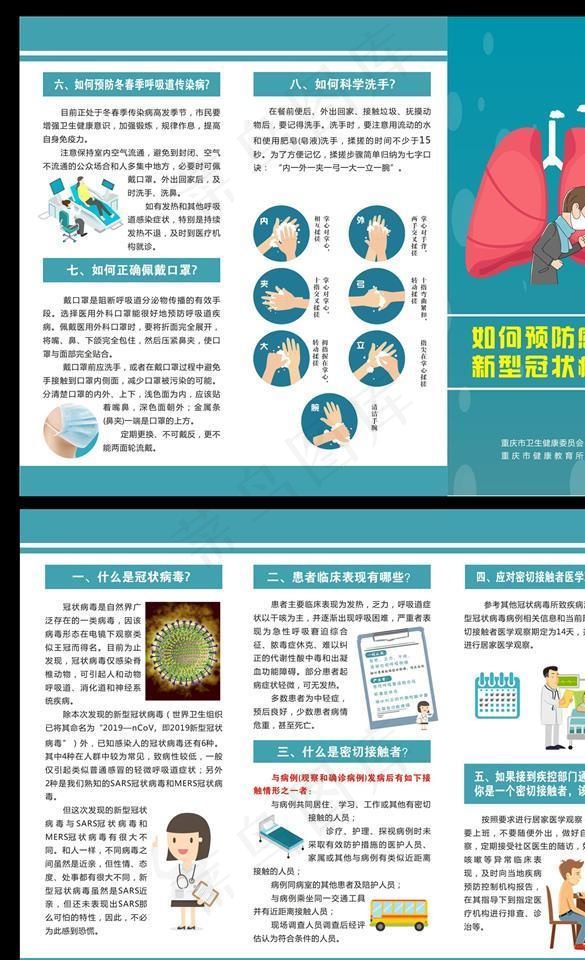预防感染新型冠状病毒三折页图片(0×0像素())cdr矢量模版下载