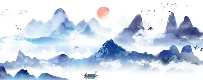 风景山水画 图片(3506x1500)psd模版下载