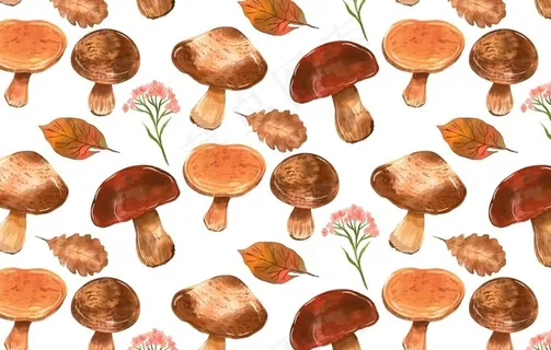 手工彩绘水彩蘑菇图案图片