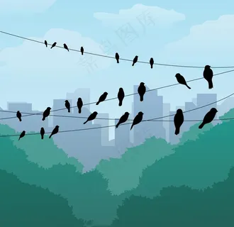 鸟剪影插图图片