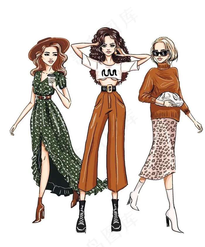 时尚服饰模特人物图片eps,ai矢量模版下载