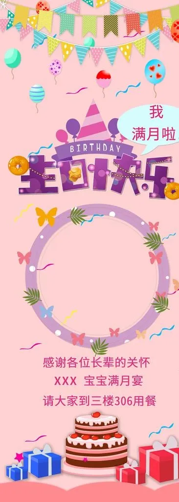 生日快乐图片(4134x10630)psd模版下载