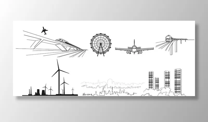 城市交通线稿图片ai矢量模版下载