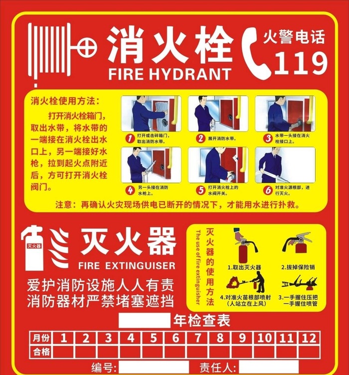 消火栓灭火器流程图图片cdr矢量模版下载