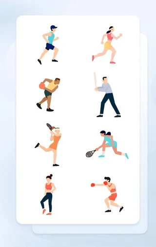 彩色扁平化人物运动矢量图标素材图片