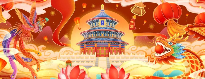 国潮手绘插画图片