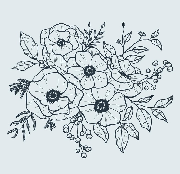 线条手绘矢量花图片