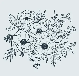 线条手绘矢量花图片